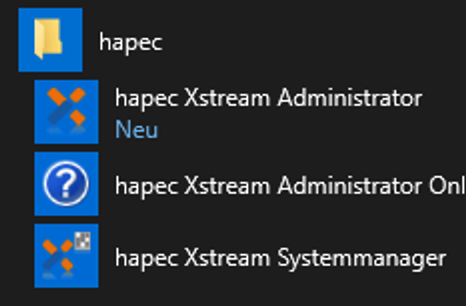 hapec System X Installation Xstream Admin Startmenu .png