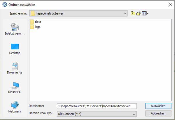 System X Konfiguration Analytic Server Pfad wählen.png