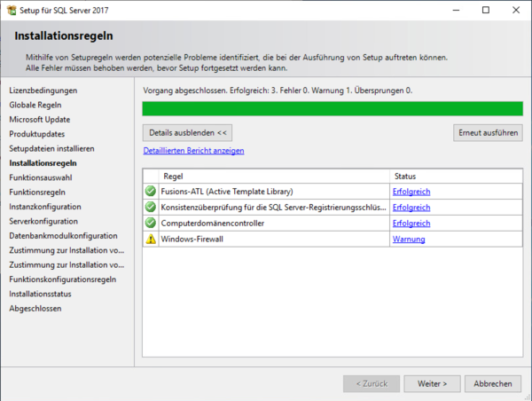 Installation Microsoft SQL Server 2017 Installationsregeln.png