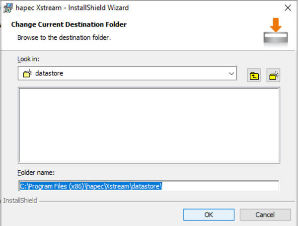System X Installation Data Integration Server Ordner wählen Datastore.png