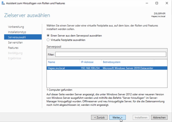 System X Installation Internet Information Server Serverauswahl.png