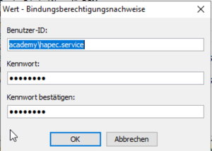 System X Reporting Server Configuration Authentication Namespace Credentials Edit.png