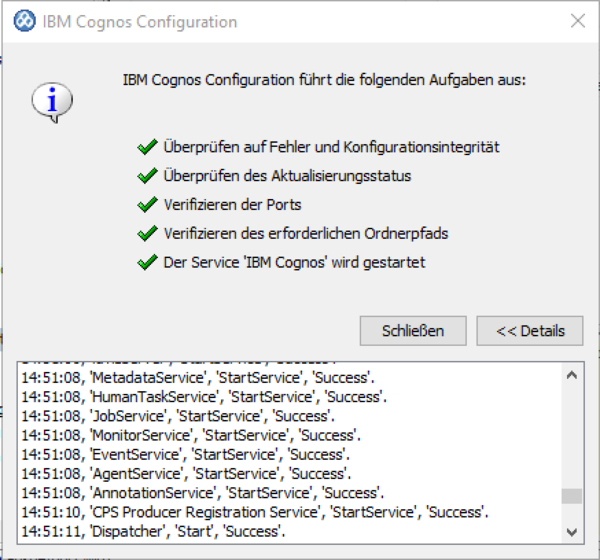 System X Reporting Server Configuration Starten OK.png