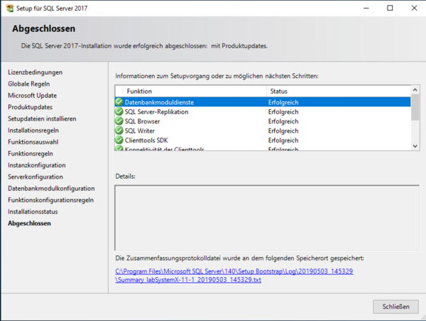 Installation Microsoft SQL Server 2017 Abgeschlossen.png