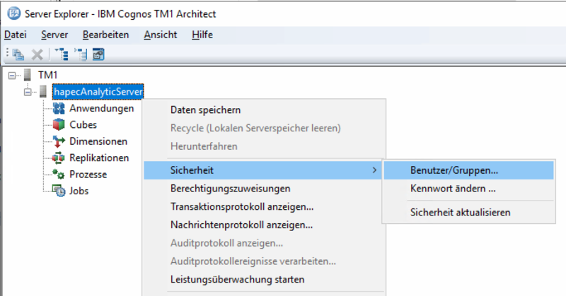 Datei:System X Konfiguration Analytic Server Security Benutzer Gruppen öffnen.png