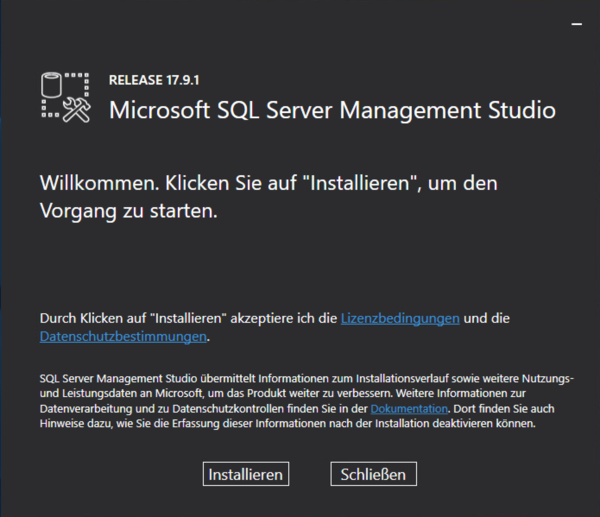 Installation Microsoft SQL Server Management Studio Welcome.png