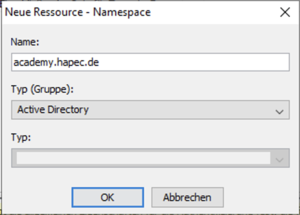 System X Reporting Server Configuration Authentication New Namespace Name.png