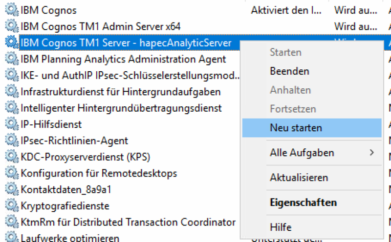 Datei:System X Konfiguration Analytic Server Security TM1 Server neustarten.png