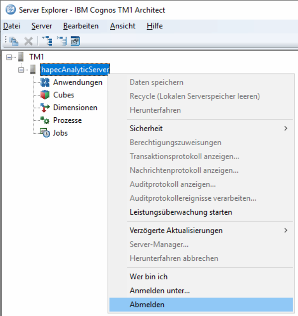 System X Konfiguration Analytic Server Security TM1 Server abmelden AD.png
